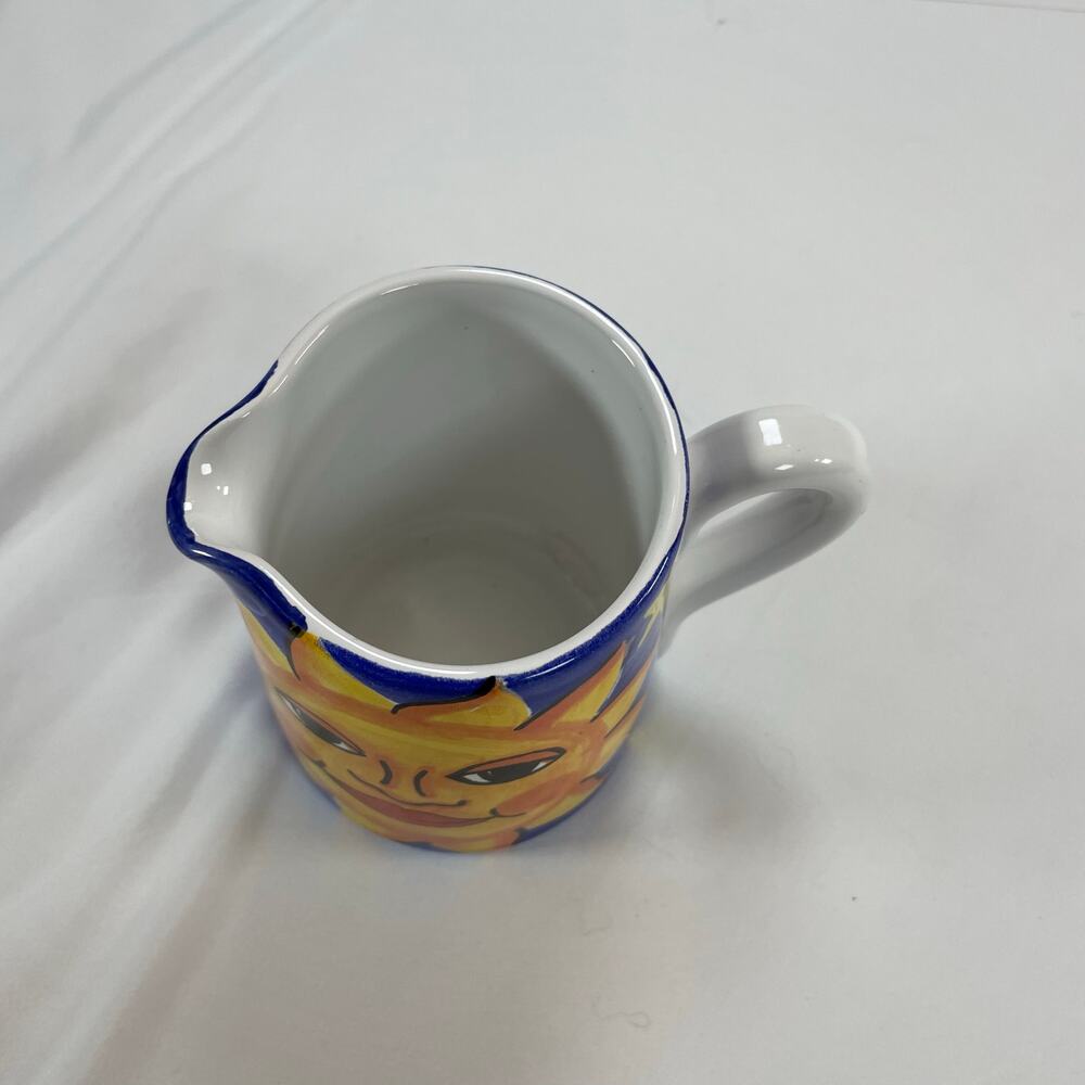 Starbucks Bellini Ciao Italia Sun Stars Vintage Creamer Pitcher Blue Yellow 4" - Picture 6 of 7